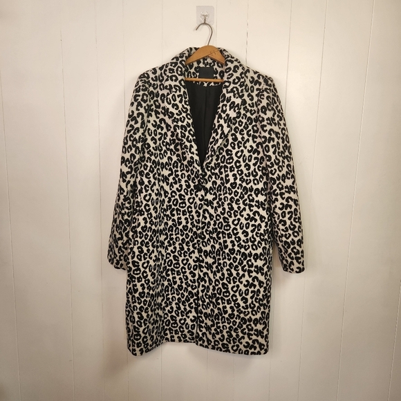 Maison Cinqcent 500 Jacket Leopard Print Winter Coat Black White Womens Medium - Picture 2 of 12